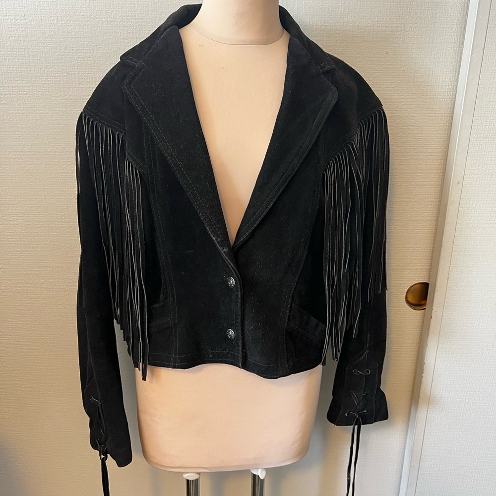 Schott Western N.Y.C Jacket Fringe Black Suede Medium
